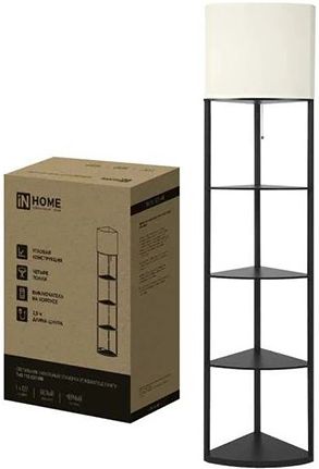 Торшер InHome ТНО 11С 60W Е27 полка угловая белый/черный 300х300х1780 купить в СОМ
