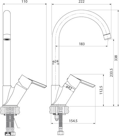 Смеситель для мойки Iddis Kitchen Line K11SB0Ji05, латунь купить в СОМ