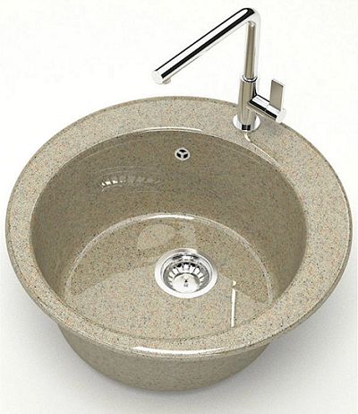 Мойка каменная Granit Bergg Виктори Z30Q34, D475 мм, песочный, глянцевая купить в СОМ