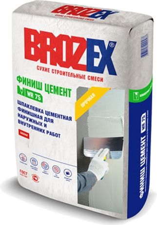 Шпаклевка цементная BROZEX WR 75 Финиш Цемент, белая, 4 кг купить в СОМ