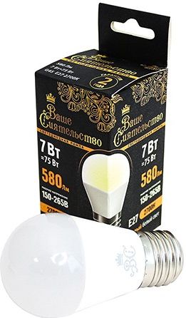 Лампа светодиодная ВАШЕ СИЯТЕЛЬСТВО E27 шар 7W 580lm  2700K купить в СОМ