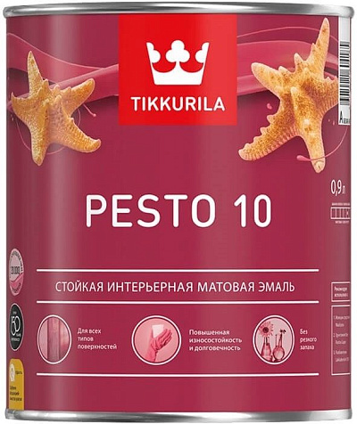 Эмаль алкидная Tikkurila Euro Pesto-10, матовая, база А, 0.9 л купить в СОМ