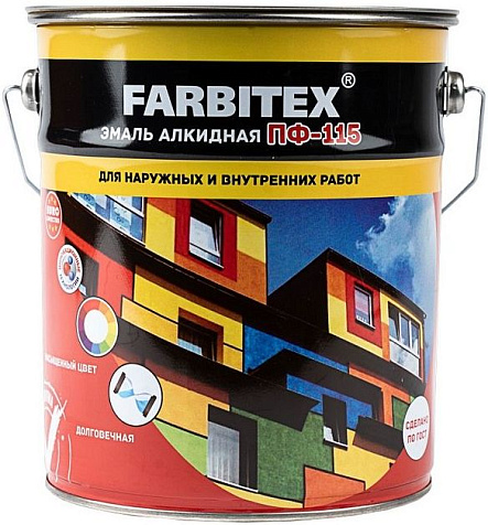 Эмаль ПФ-115 Farbitex, черная, 5 кг купить в СОМ