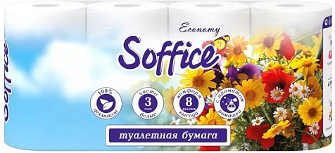 Бумага туалетная Soffione 3сл 8шт ромашка купить в СОМ