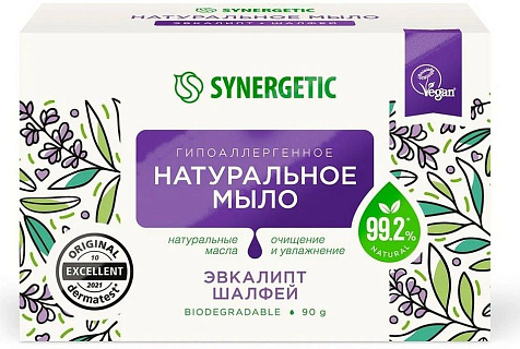 Synergetic Мыло эвкалипт и шалфей 90г купить в СОМ