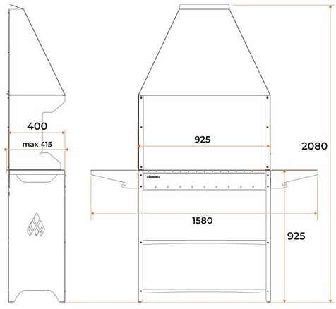 Мангал-гриль Professional Standart Zont PSZ 3000, 158 х 41 х 207см купить в СОМ