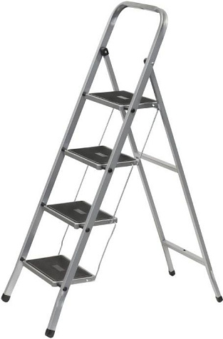 Стремянка FIT, 4 ступени, с пластиковыми ковриками, стальная купить в СОМ
