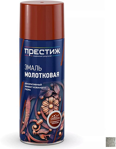 Эмаль-аэрозоль Престиж, молотковая, серебристо-серая, 520 мл купить в СОМ