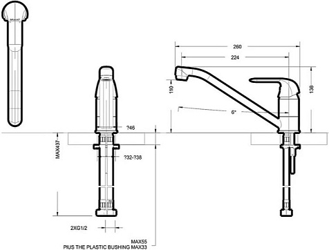 Смеситель для мойки Bravat Fit F7135188CP-RUS купить в СОМ