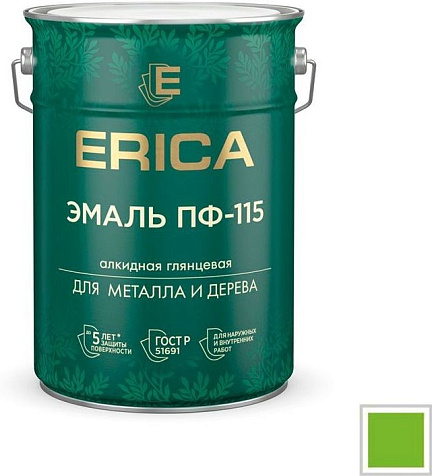 Эмаль ПФ-115 Erica, зеленое яблоко, 5.5 кг купить в СОМ