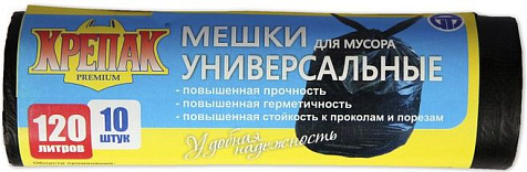 Мешки для мусора Крепак 120л 10шт 15мкм купить в СОМ