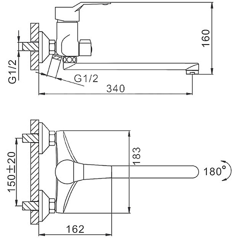 Смеситель для ванны Frap 22063, латунь, хром купить в СОМ