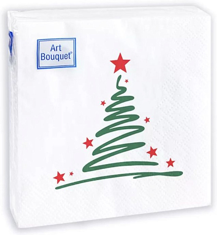 Салфетки бумажные Art Bouquet Новый год 20х20 30л 2 слоя купить в СОМ