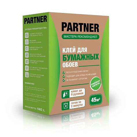 Клей для бумажных обоев PARTNER, 140 гр купить в СОМ