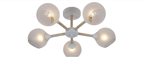 Люстра 10664/5 WH+WOOD  E27 60W купить в СОМ