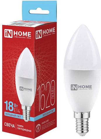 Лампа светодиодная IN HOME LED-СВЕЧА-VC 18Вт 230В Е14 6500К 1620Лм купить в СОМ