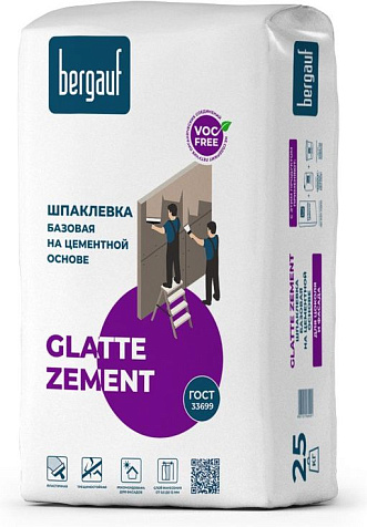 Шпаклевка цементная Bergauf Glatte Zement, серая, 25 кг купить в СОМ