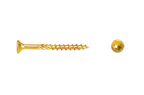 Саморез конструкционный потай, желтый цинк, 6 х 100, Torx 30, 1 шт купить в СОМ