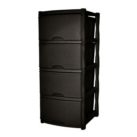 Комод Keeplex Rattan четырехсекционный 48х41х94,5см темный каштан купить в СОМ